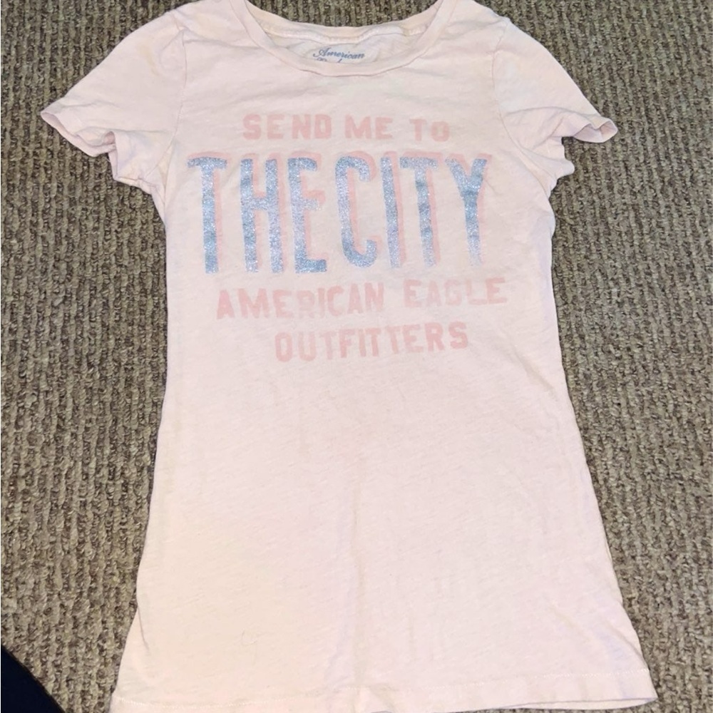 American Eagle Outfitters Light Pink City Graphic Tee Y2K small